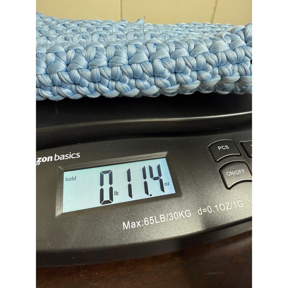 Crochet Shoulder Bag Women's Light Blue Knit Purse with Gold Chain Strap Clutch - Picture 11 of 11